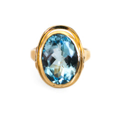 Blue Topaz Oval Opulence Cocktail Ring (12 Carats)