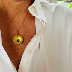 Ceylon Blue Sapphire Gold Weave Necklace