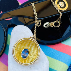 Ceylon Blue Sapphire Gold Weave Necklace