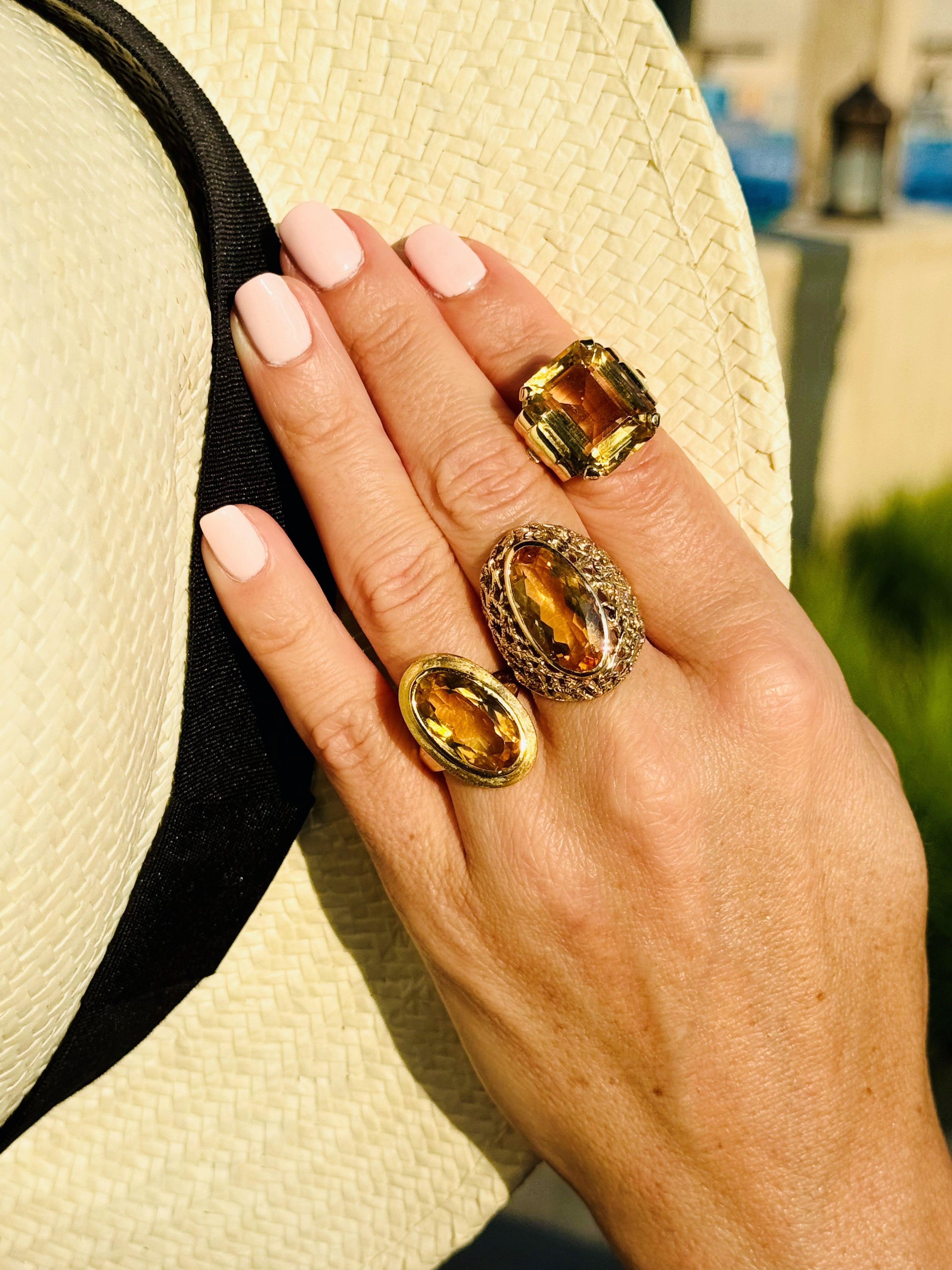 Citrine Honeycomb Colossal Cocktail Ring (7.5carats) 1970s