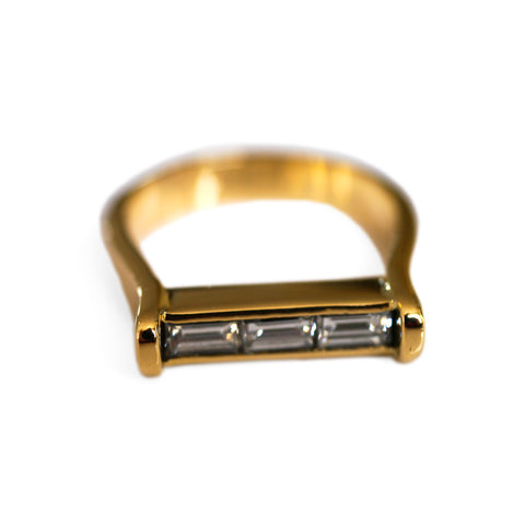 Diamond Baguette Trio Saddle Ring 2003