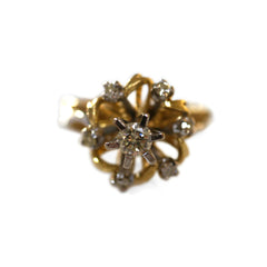 Diamond Bi-Gold Flower Ring c.1970s