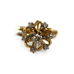 Diamond Bi-Gold Flower Ring c.1970s