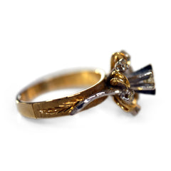 Diamond Bi-Gold Flower Ring c.1970s