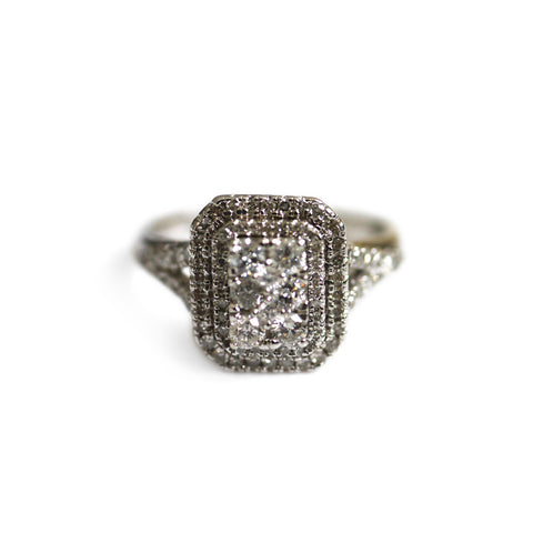 Diamond Halo White Gold Ring (0.50 Carats)