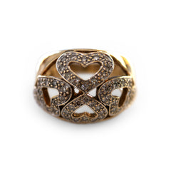 Diamond Heart Bombe Ring