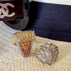 Diamond and Multi Coloured Sapphire Wave Ring