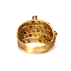 Diamond, Emerald, Ruby, Sapphire Carnival Cocktail Ring 1978