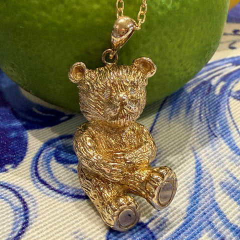 Diamond Eyed Gold Bear Necklace 1989
