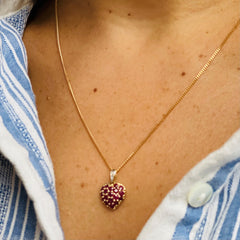 Diamond & Ruby Teeny Tiny Heart Necklace