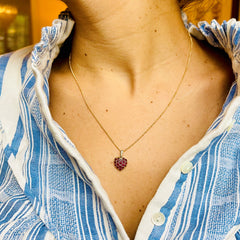 Diamond & Ruby Teeny Tiny Heart Necklace
