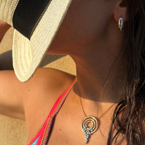 Diamond Waterfall Circular Gold Sliding Necklace