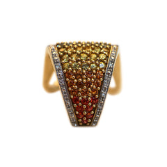 Diamond and Multi Coloured Sapphire Wave Ring