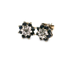 Diamond and Sapphire Cluster Stud Earrings c.1970s