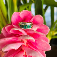 Emerald Trio and Diamond Ring