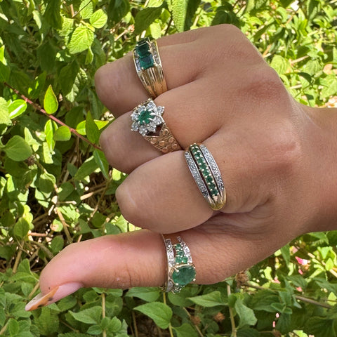 Diamonds and Emerald Barked Ring 1975