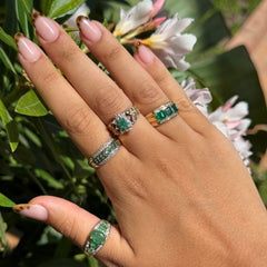 Diamonds and Emerald Barked Ring 1975