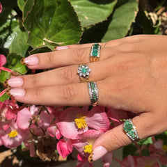 Diamonds and Emerald Barked Ring 1975