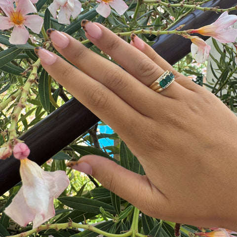 Emerald Trio and Diamond Ring