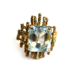 Aquamarine Modernist Grima-esque Cocktail Ring c.1970s