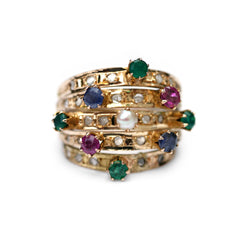 Carnival Gemset Cocktail Ring c.1960s