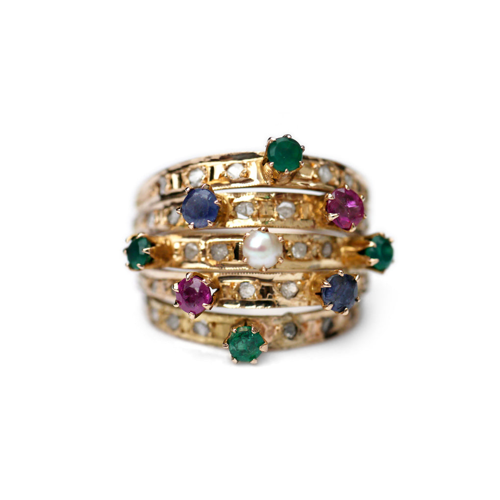 Carnival Gemset Cocktail Ring c.1960s