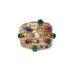 Carnival Gemset Cocktail Ring c.1960s