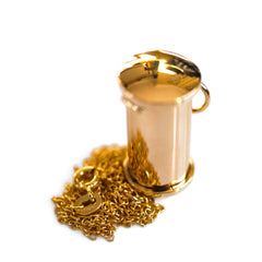 Articulated Cylindrical Gold Pill Box Necklace 1992