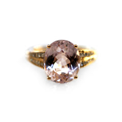 Kunzite and Diamond Statement Ring