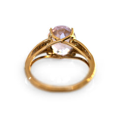 Kunzite and Diamond Statement Ring