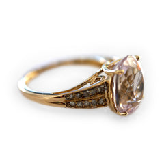 Kunzite and Diamond Statement Ring