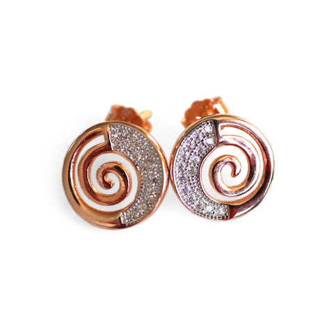 Circular Crystal Rose Gold ‘Gilted’ Silver Stud Earrings