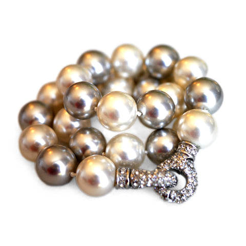 Silver Linings: Oversized Pearl Necklace (Satin White & Silver Grey)