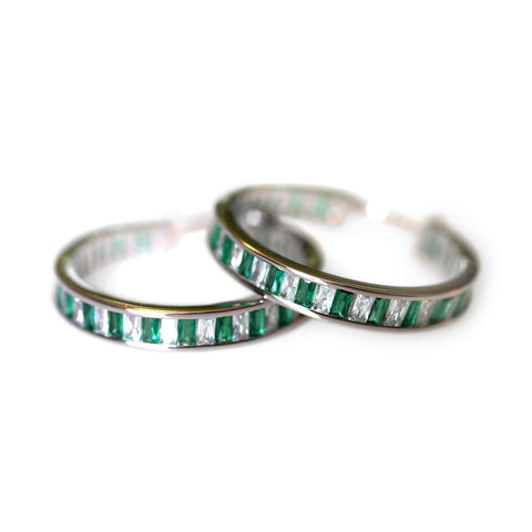 Silver Linings: “Diamond & Emerald” Hoops