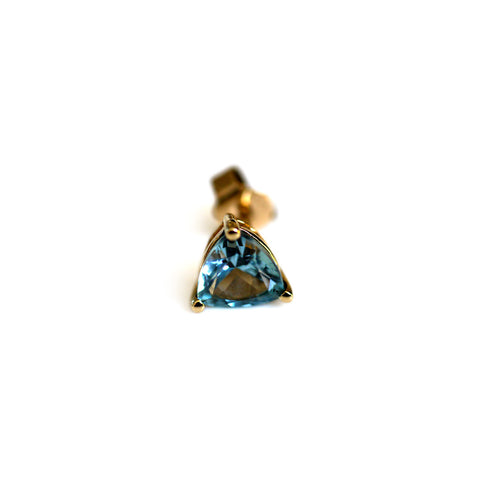 Blue Topaz Trillion Cut Single Stud Earring
