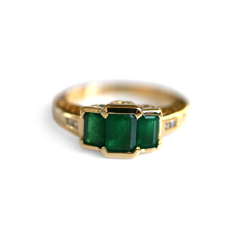 Emerald Trio and Diamond Ring 2000