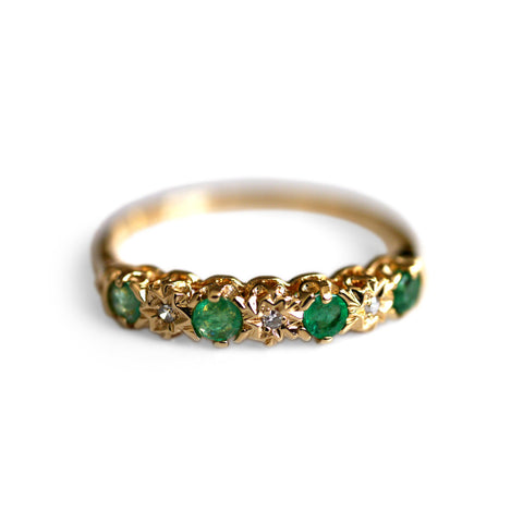 Emerald and Diamond Half Eternity Ring 1987