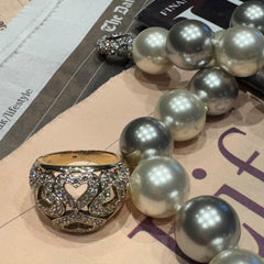 Silver Linings: Oversized Pearl Necklace (Satin White & Silver Grey)