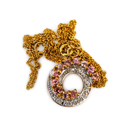 Diamond and Pink Tourmaline Necklace