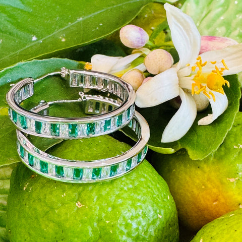 Silver Linings: “Diamond & Emerald” Hoops