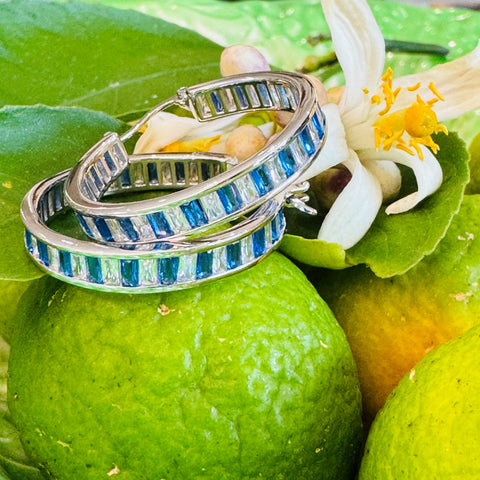 Silver Linings: “Diamond & Sapphire” Hoops