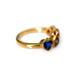 Silver Linings: “Amethyst, Sapphire, Garnet, Pink Topaz” Heart Ring