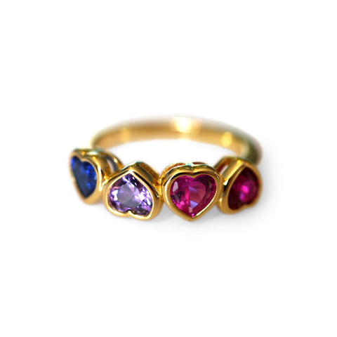 Silver Linings: “Amethyst, Sapphire, Garnet, Pink Topaz” Heart Ring