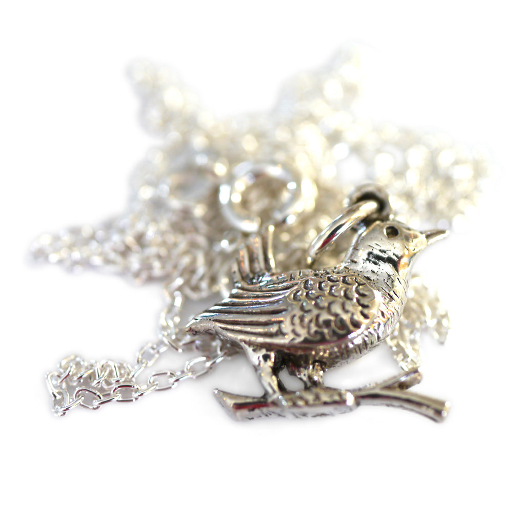 Silver Linings: Bird on Branch Sterling Silver Necklace 1/2