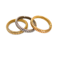 The Tubogas Trio Tri-Gold Stacking Rings