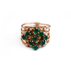 Exquisite Emerald & Pearl Vintage Cocktail Ring