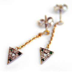 Emerald & Diamond Articulated Arrow Earrings