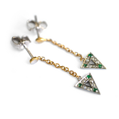 Emerald & Diamond Articulated Arrow Earrings