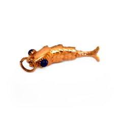 18K Lapis Lazuli Gold Articulated Fish Pendant