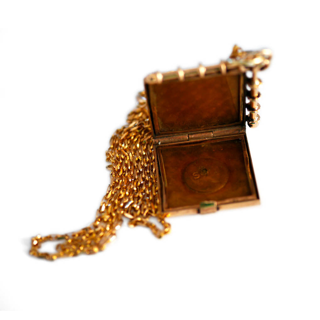 Dazzling Diamond Square Locket Necklace c.1940’s